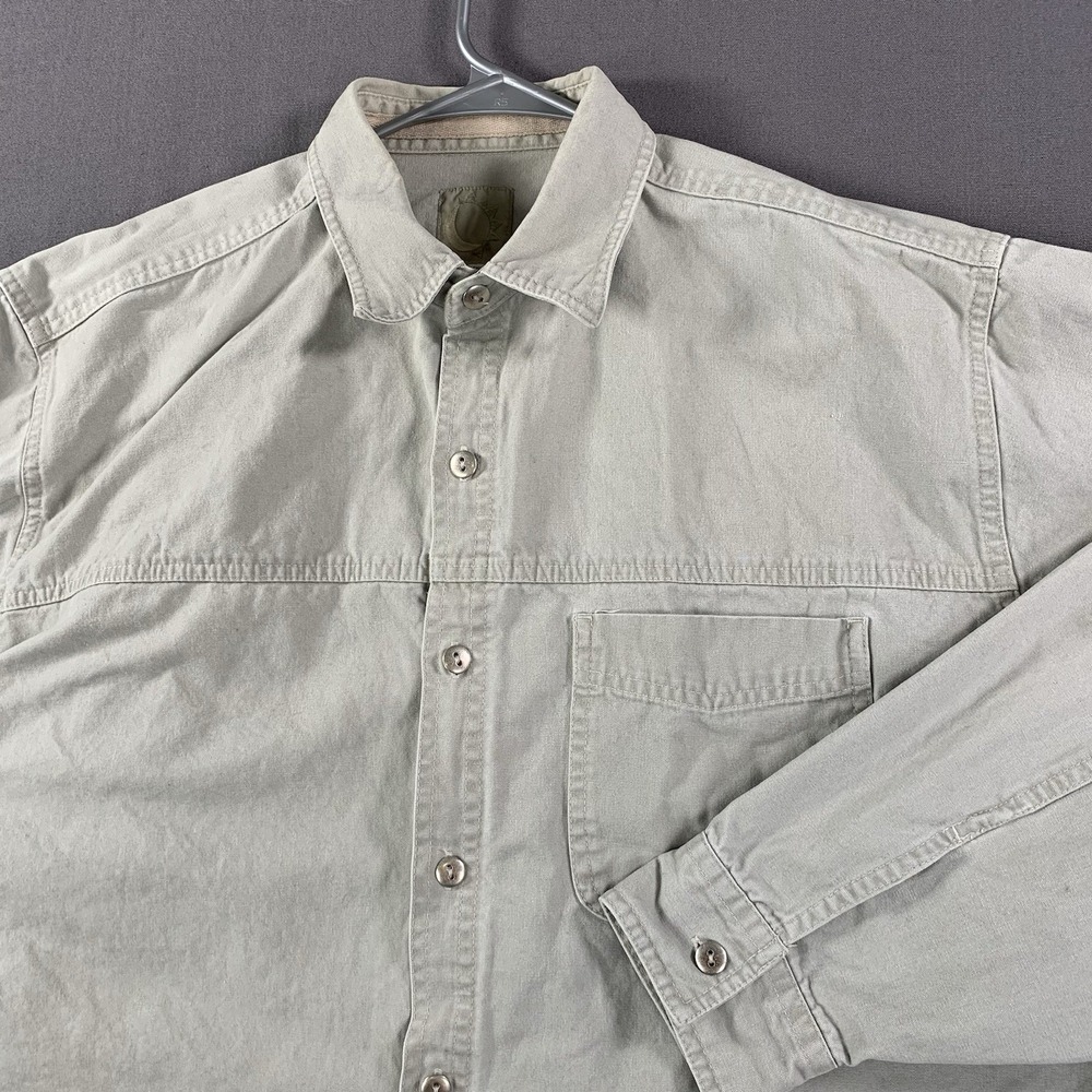 VTG Marlboro Cigarettes Heavy Canvas Button Up Men Large Grey Long Sleeve *Stain